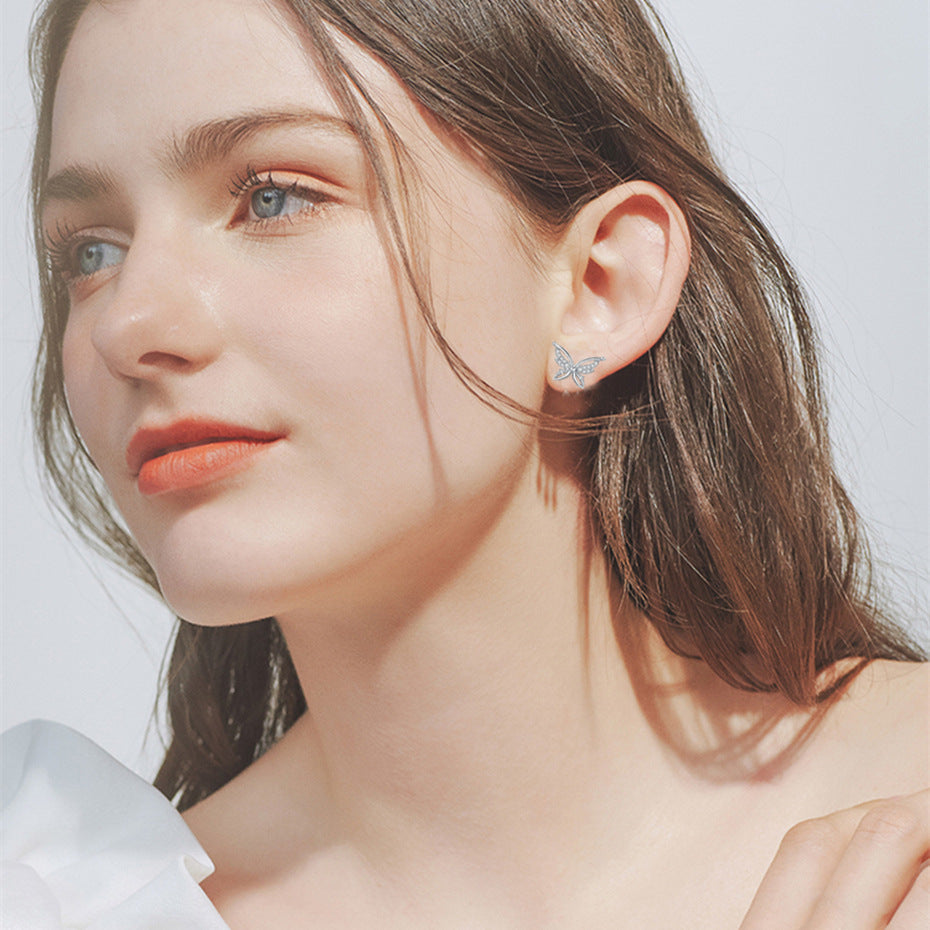 Rhinestone Butterfly Stud Earrings