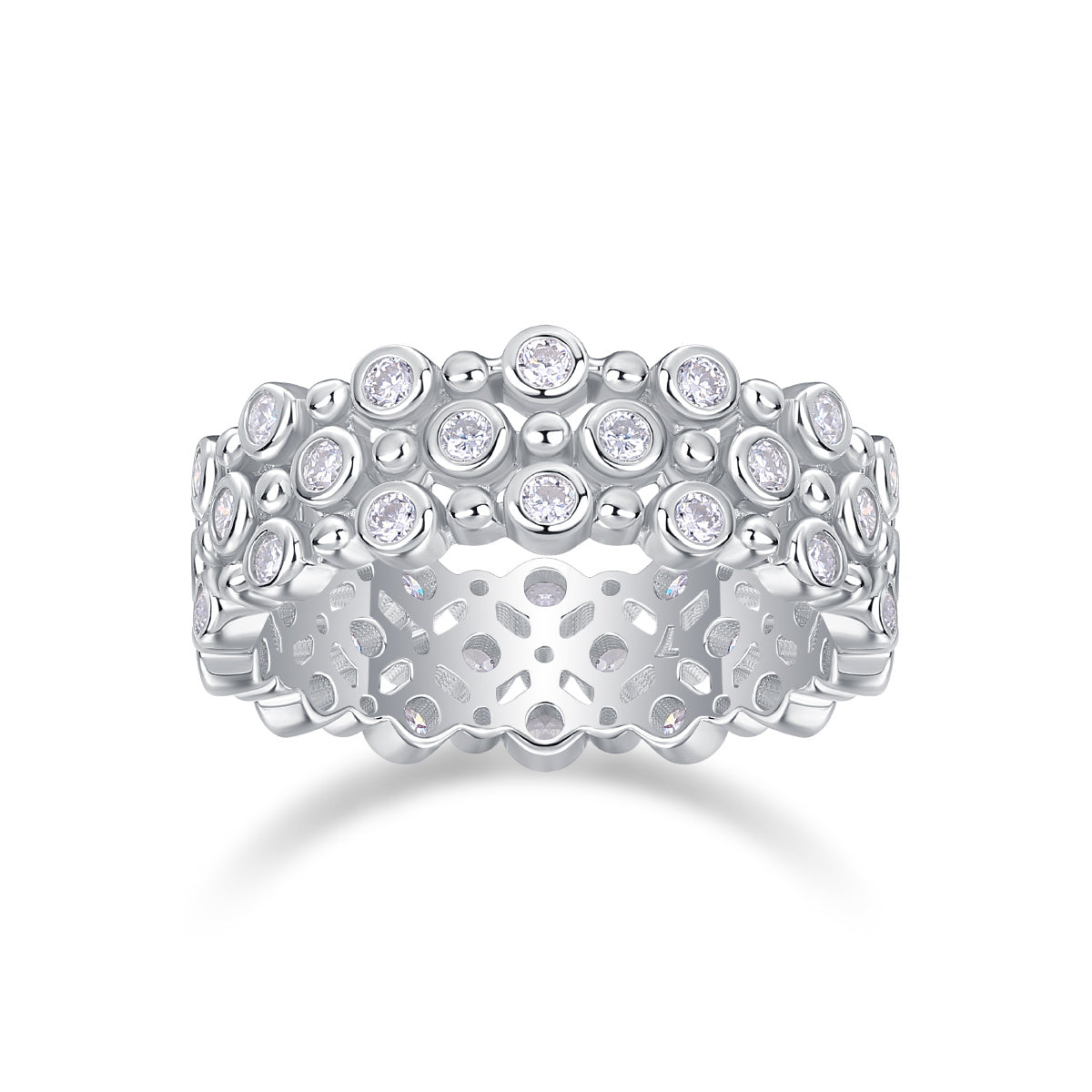 Multi-Row Diamond Moissanite Ring