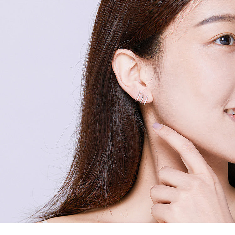 Three Layer 925 Heart Earrings