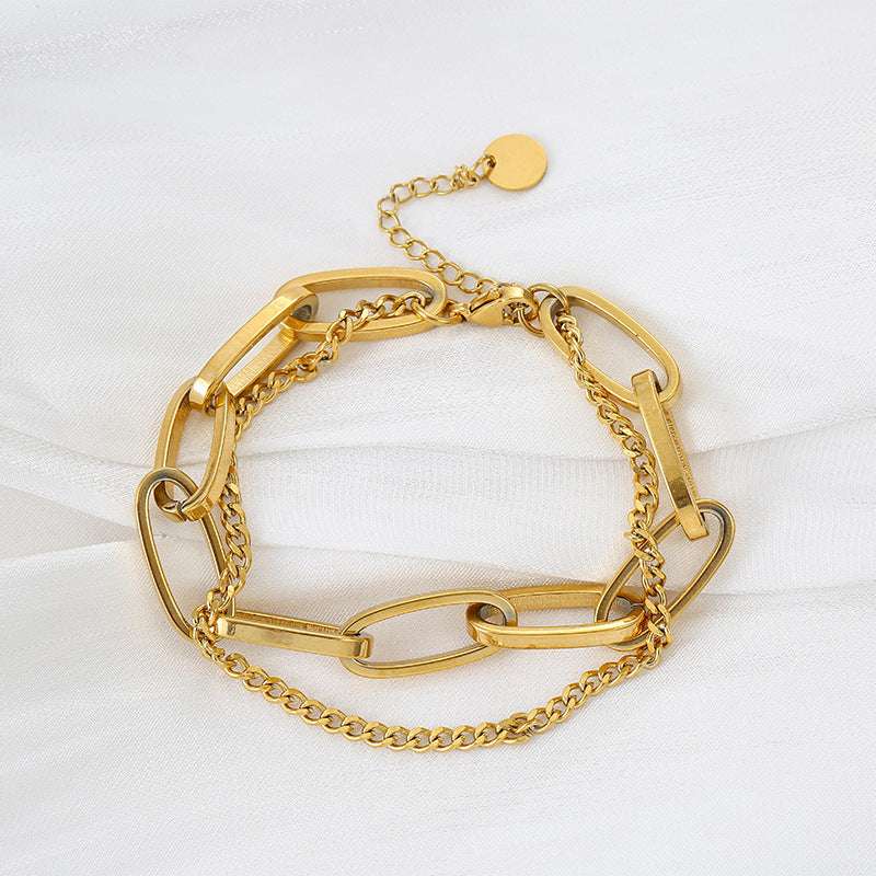 Double-Layer Geometric Chain Bracelet