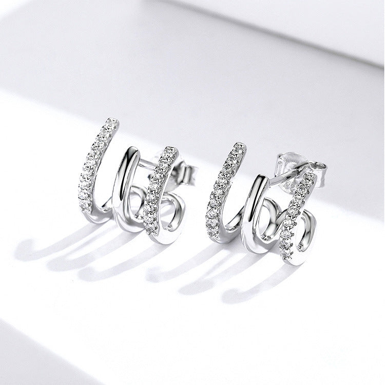 Three Layer 925 Heart Earrings