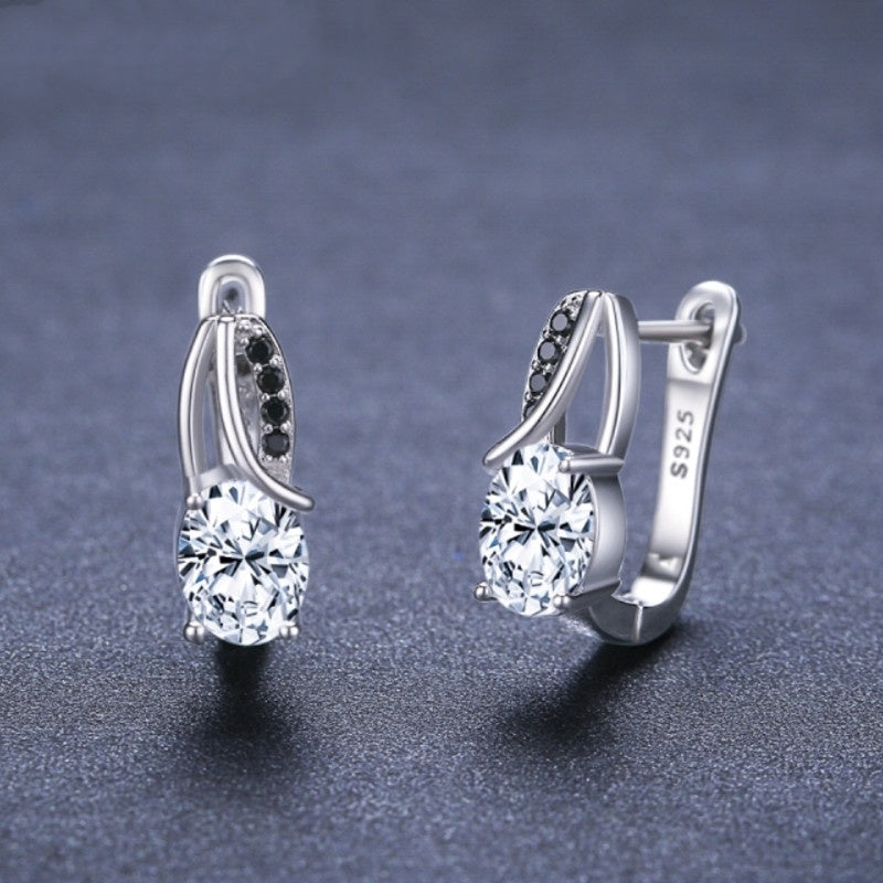 Zircon Rhinestone Stud Earrings Copper