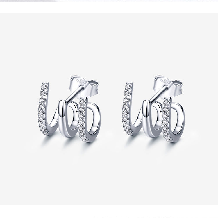 Three Layer 925 Heart Earrings