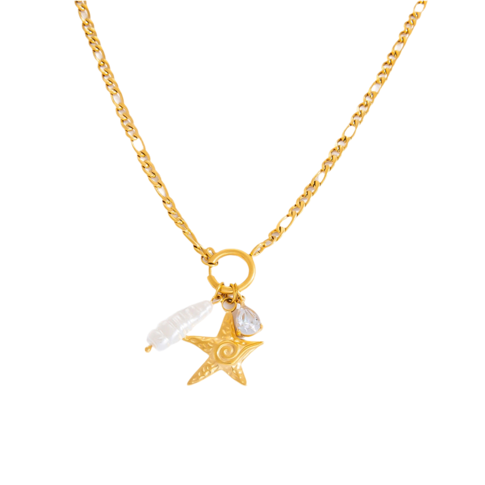 MYH Double-Layer Twin Pendant Necklace titanium steel 18k gold plated