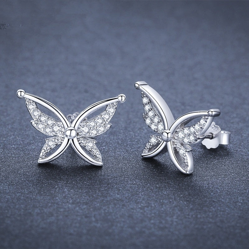 Rhinestone Butterfly Stud Earrings