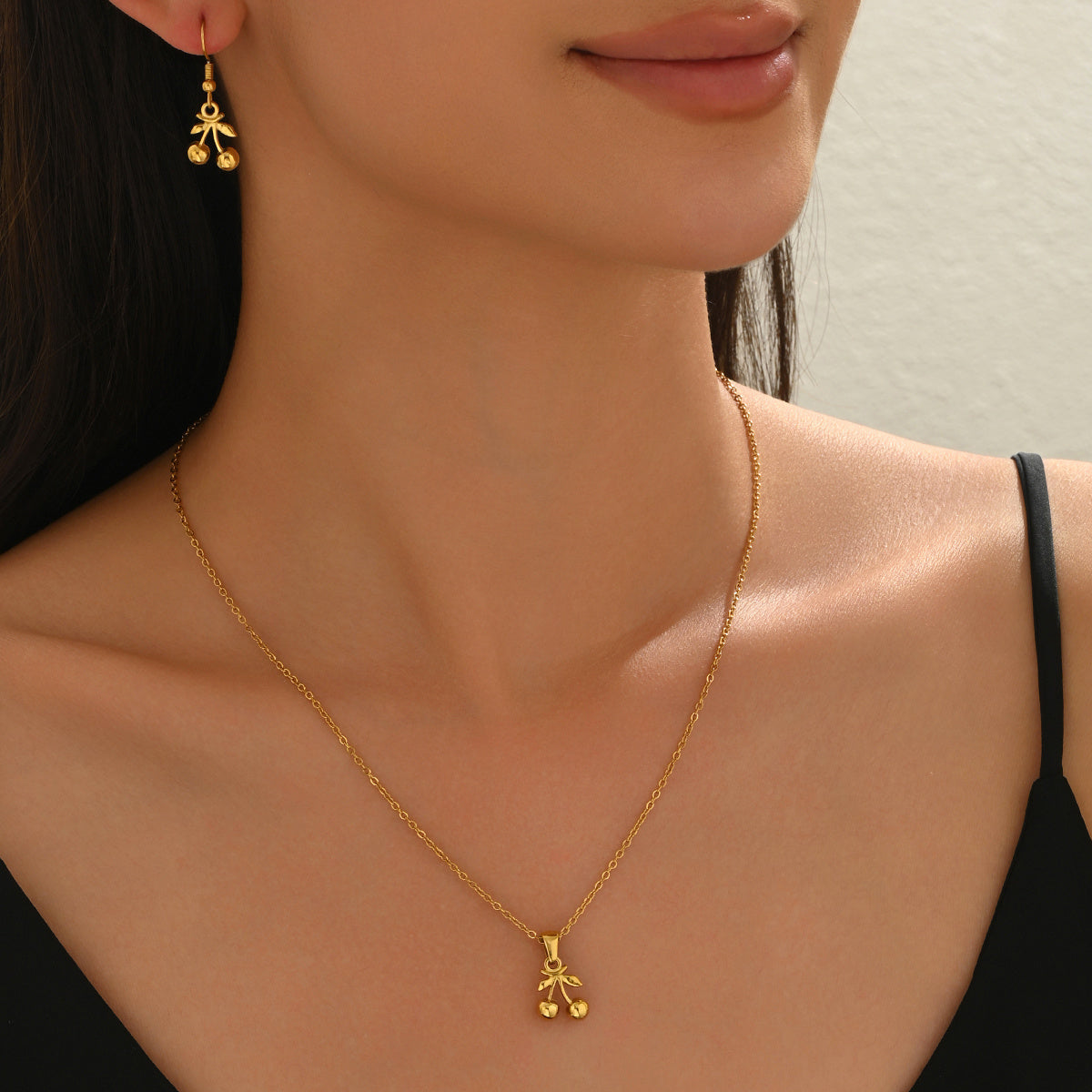 Lxalry Cherry Mirror Jewelry Set