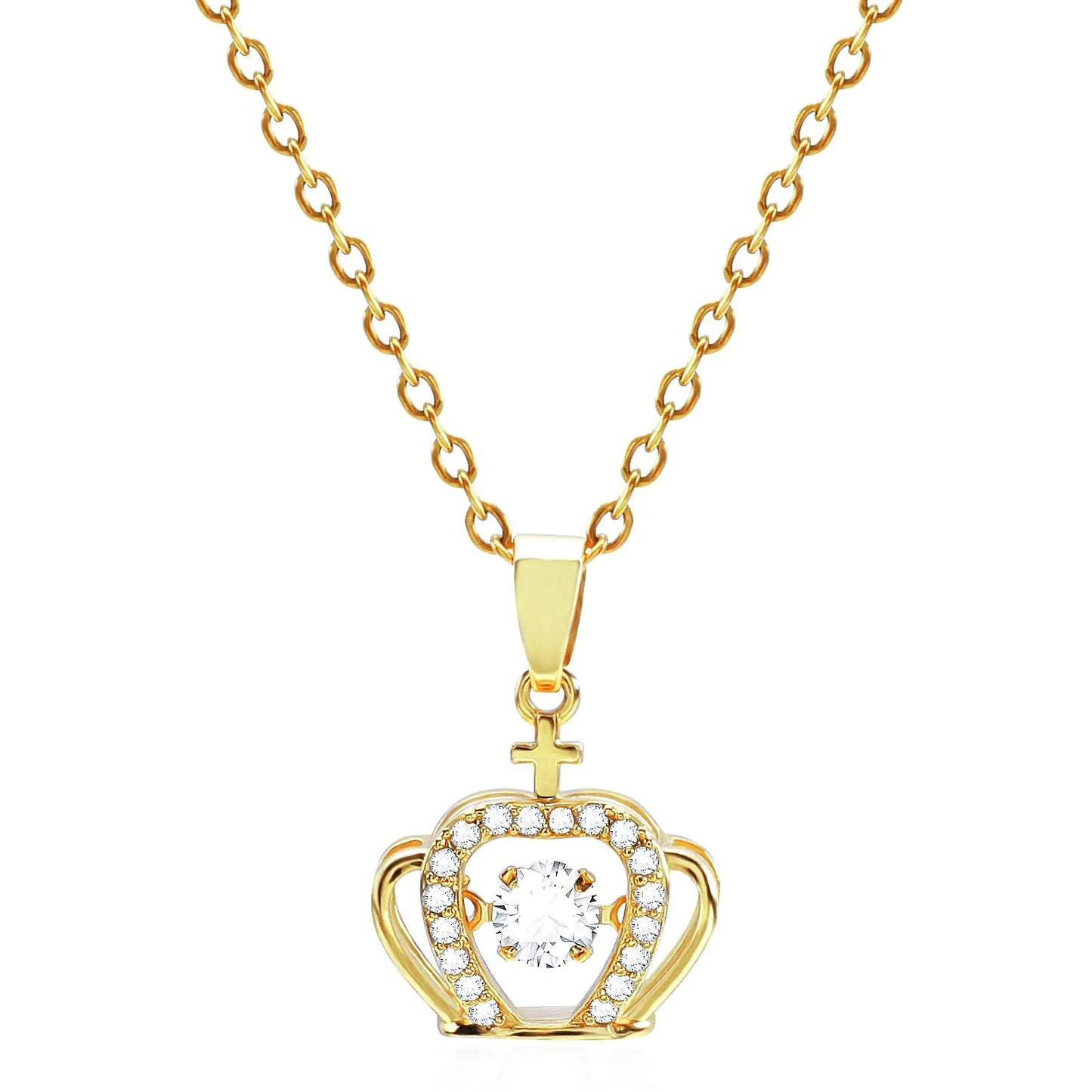 Crown Pendant Necklace – 18K Gold Plated Dainty Chain for Women