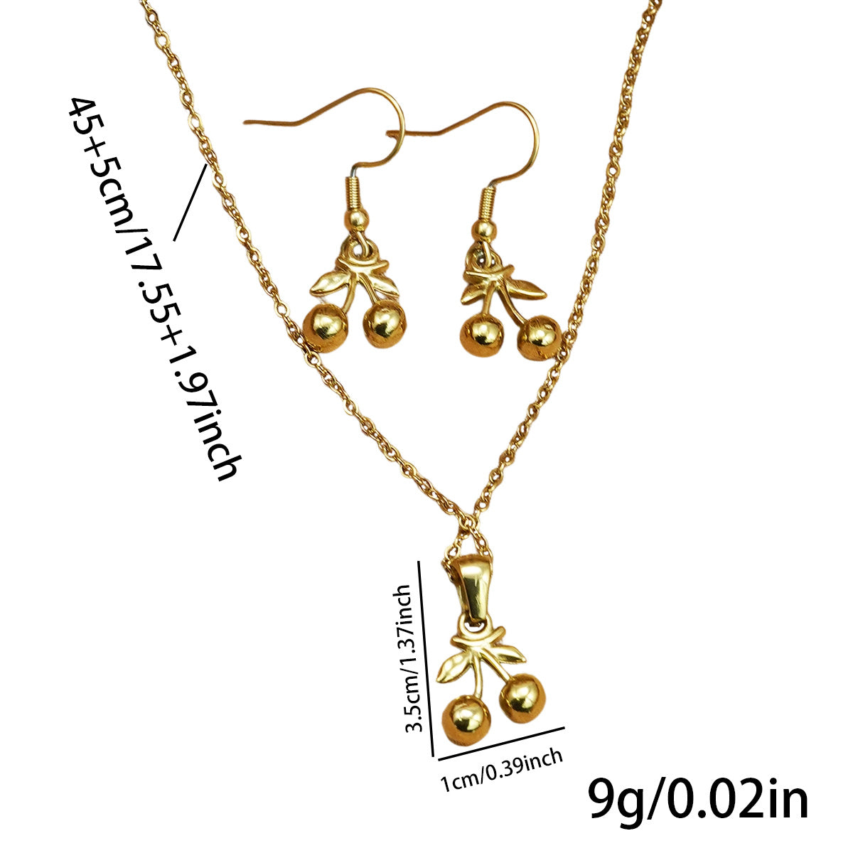 Lxalry Cherry Mirror Jewelry Set