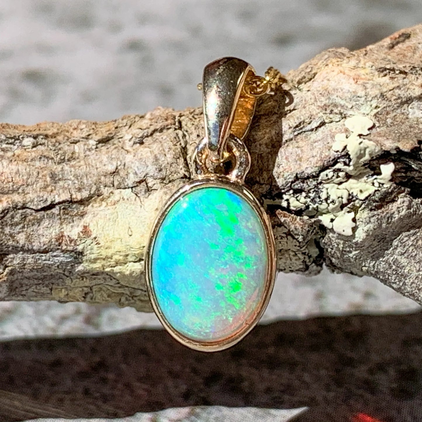 Opal Oval Pendant Necklace