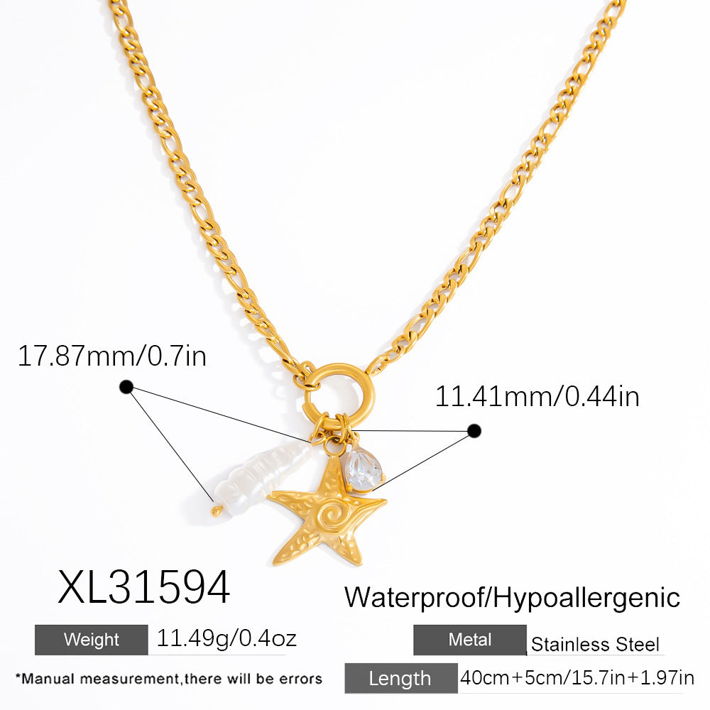 dimensions of pearl zircon star neckalce