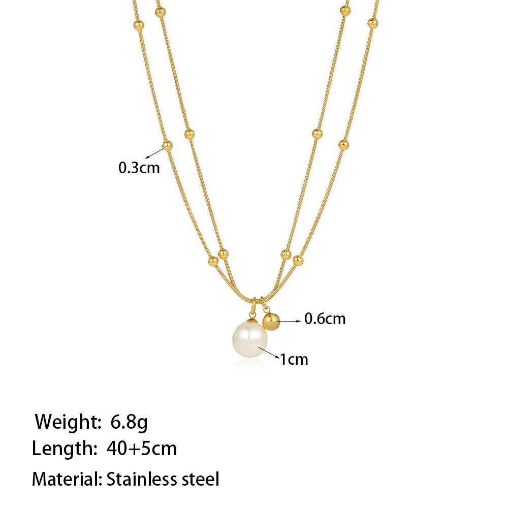 Double Chain Pearl Necklace