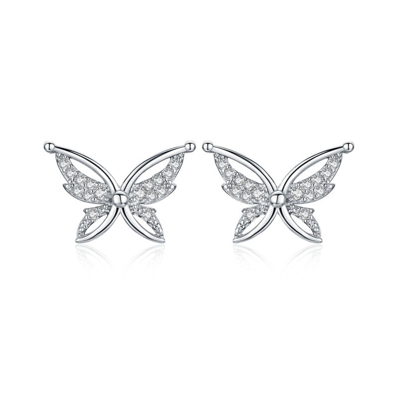 Rhinestone Butterfly Stud Earrings