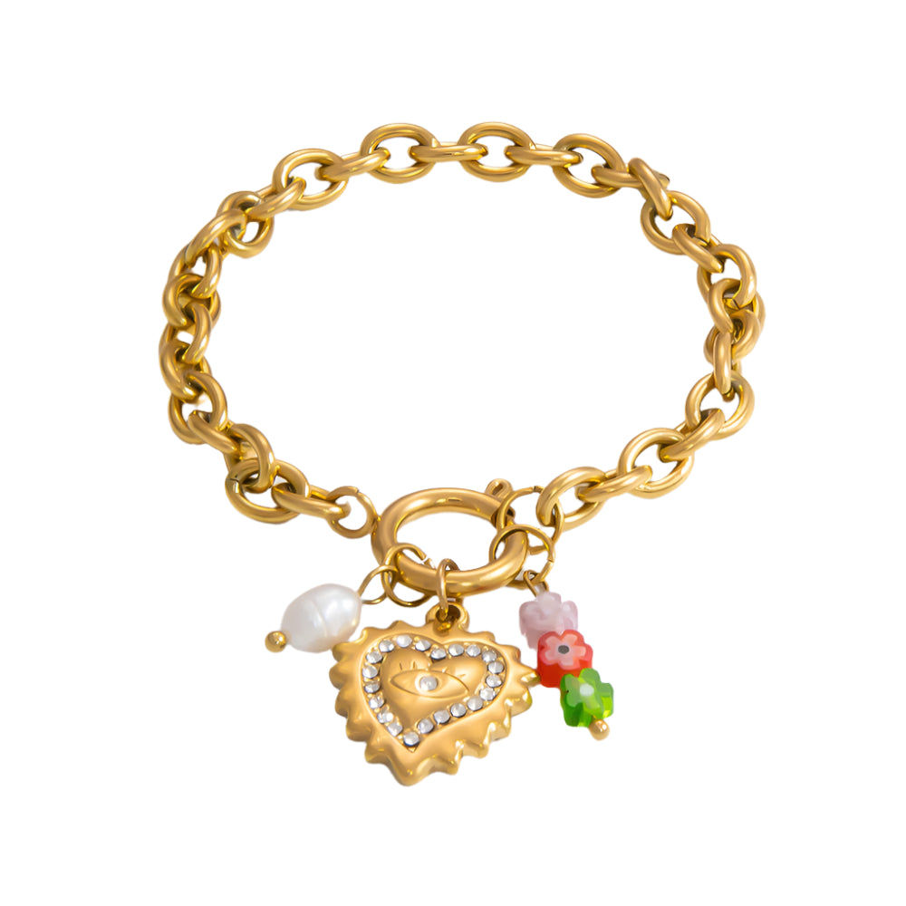 Pulseras con colgante de concha de sol en oro de 18 quilates: joyería de acero inoxidable para mujer