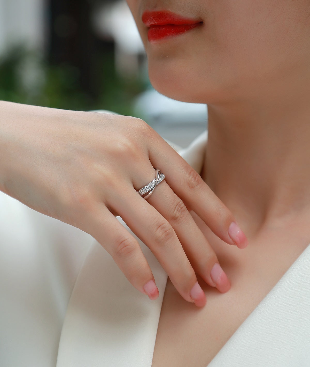 Wrap Around Diamond Moissanite Ring