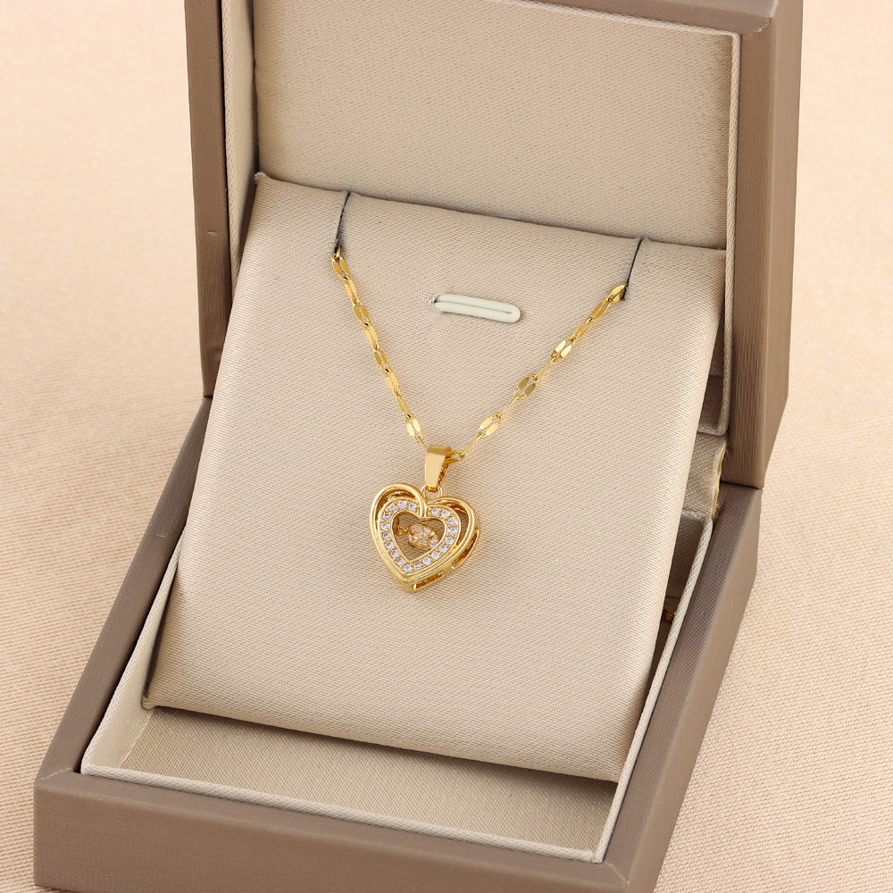 MYH double layer heart necklace in premium gift box ready for Valentine's gift