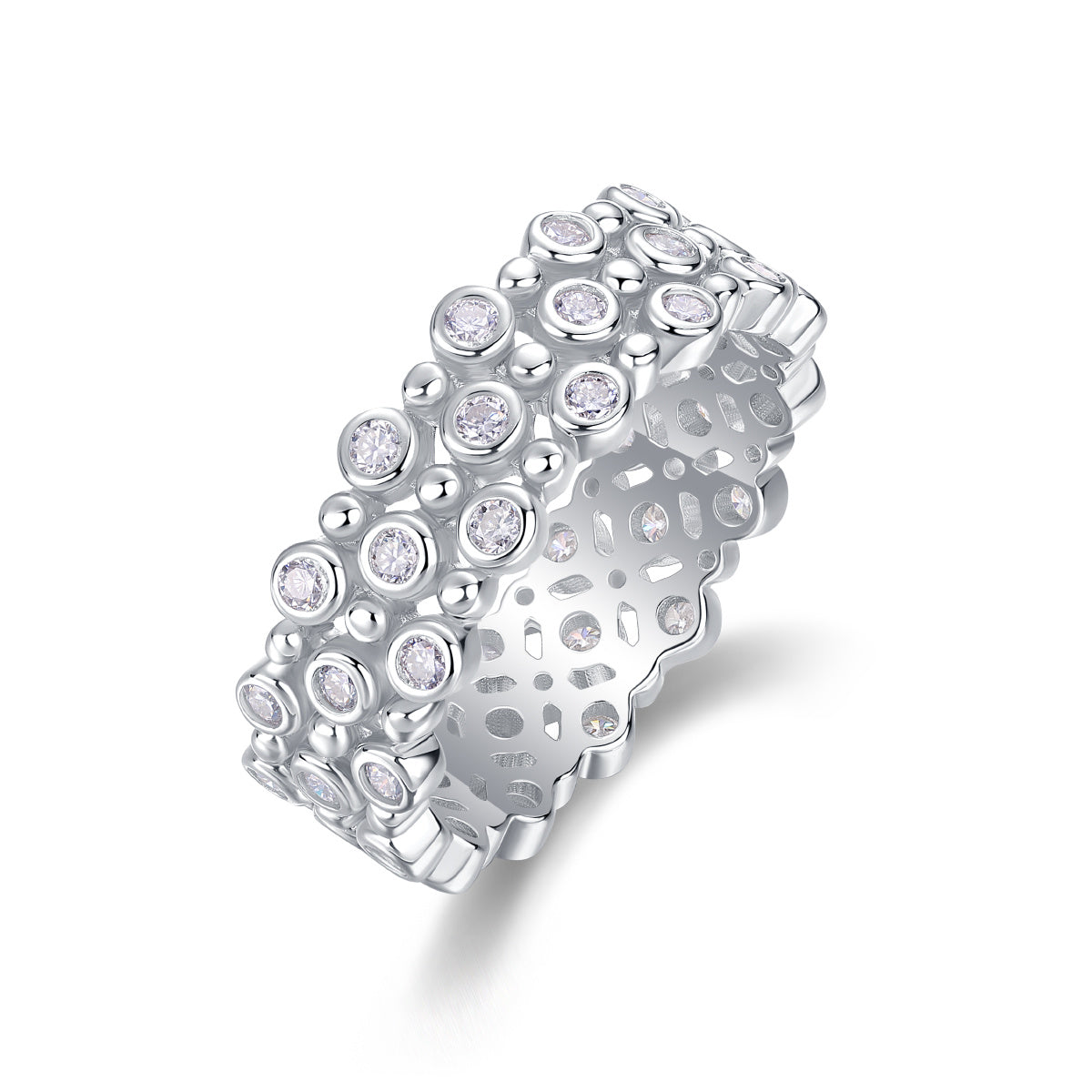 Multi-Row Diamond Moissanite Ring