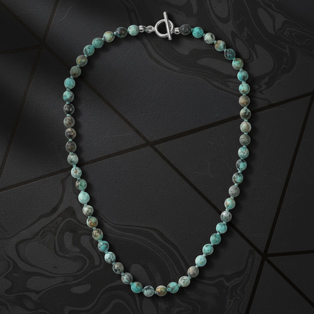 Handmade African Turquoise Necklace for Men – OT Buckle Crystal Beaded Jewelry