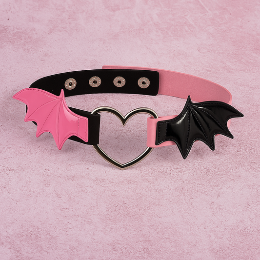 Gothic Heart Spider Choker – Punk Spiked Leather Necklace with Chains