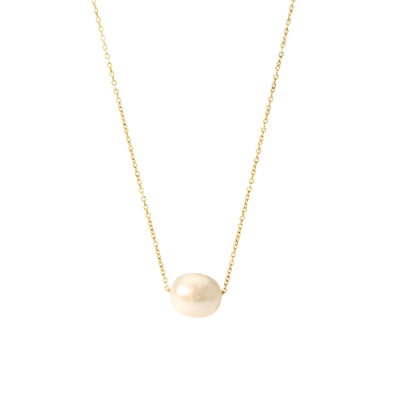Tropical pearl statement necklace with freshwater pearl on 18K gold plated chain