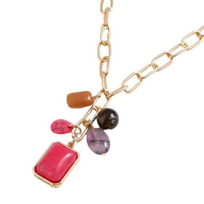 Temperament Entry Lux Color Pendant Necklace