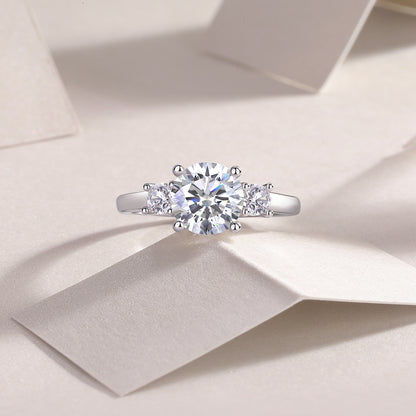 Large Moissanite Inspired Silver Fashion Ring