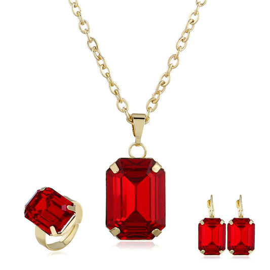 Bridal Jewelry Set – Elegant Alloy Design with Gemstone Inlay
