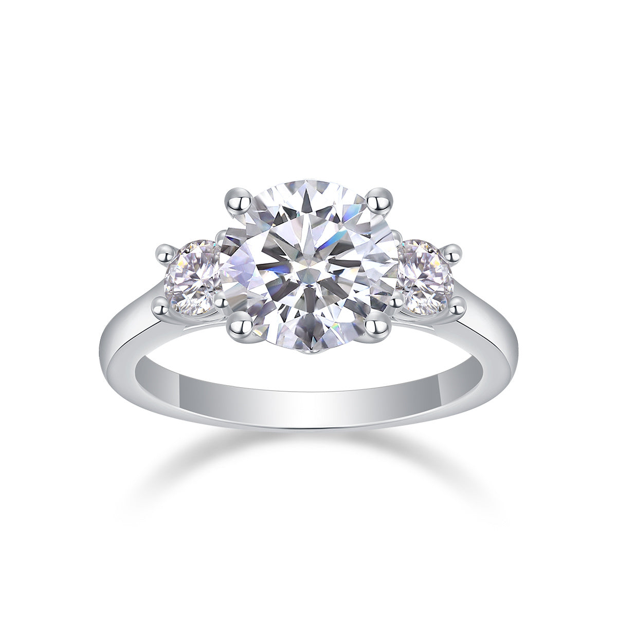 Large Moissanite Inspired Silver Fashion Ring
