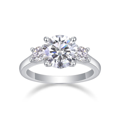 Large Moissanite Inspired Silver Fashion Ring