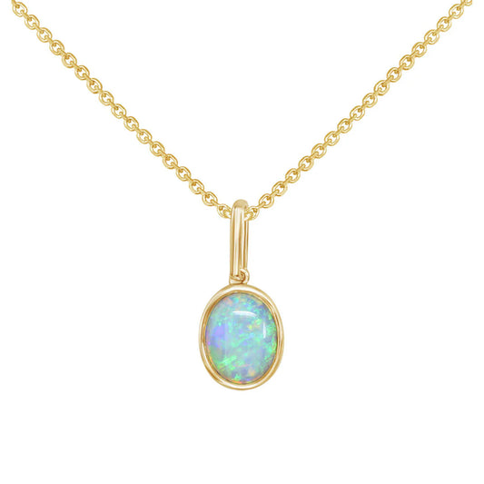 Opal Oval Pendant Necklace