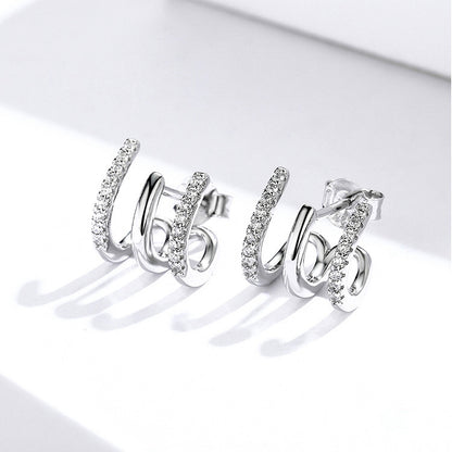 Three Layer 925 Heart Earrings