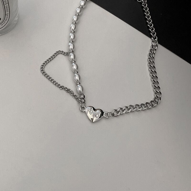 Pearl Heart Charm Necklace