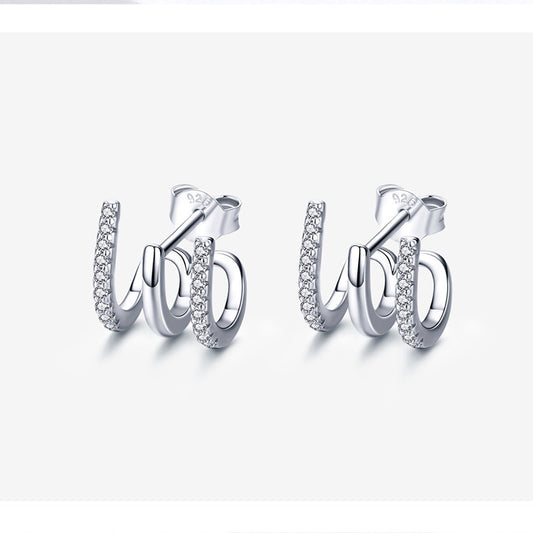 Three Layer 925 Heart Earrings