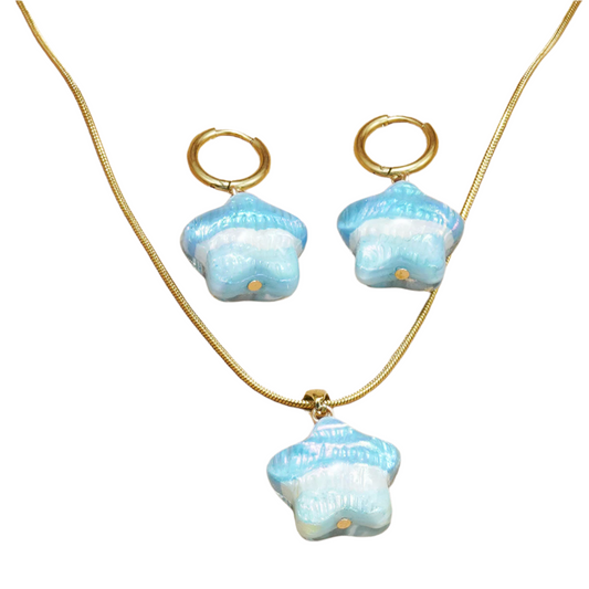 Lxalry Jewelry Set Iridescent Blue White Gradient 3D