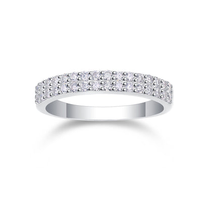 Double Row Moissanite Silver Ring