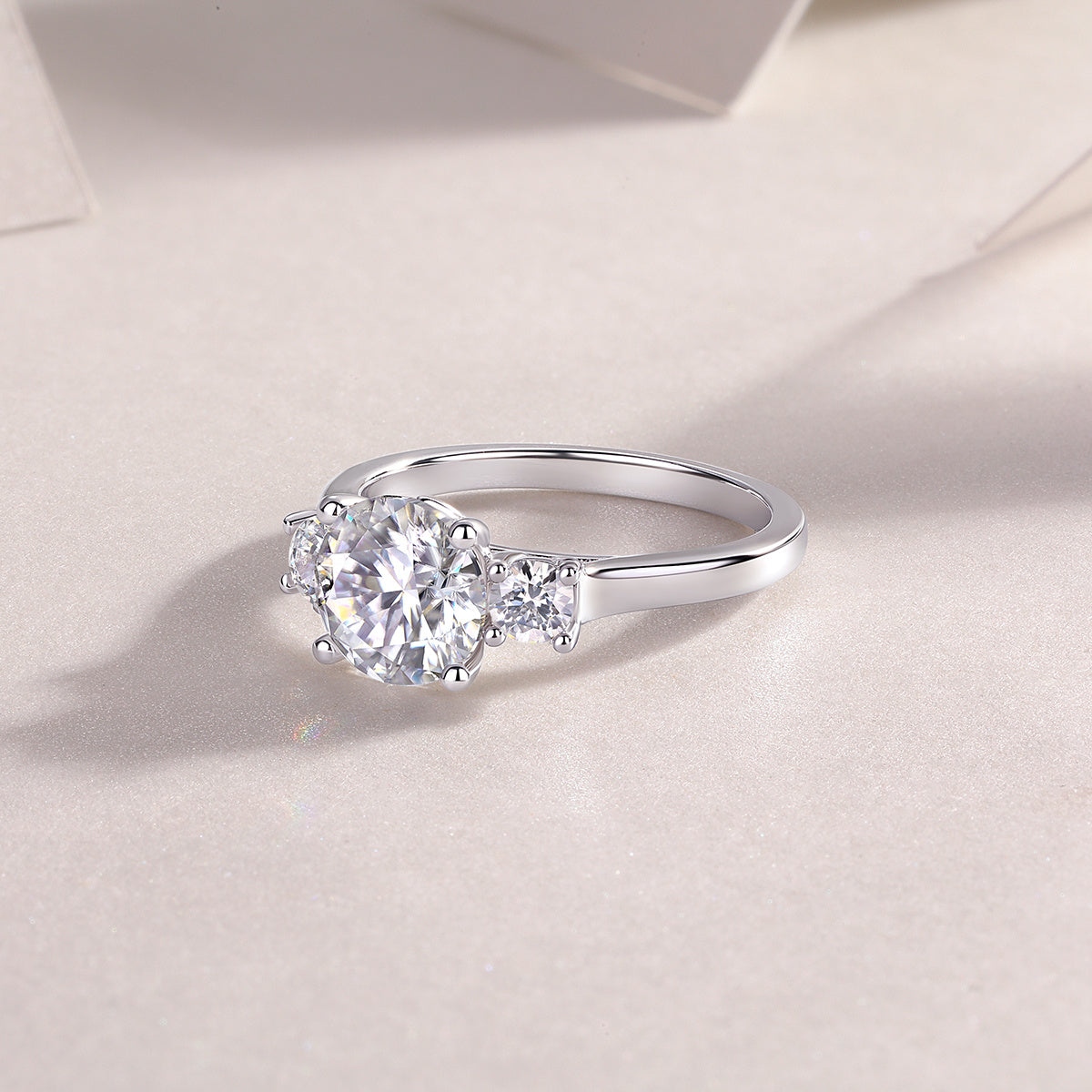 Large Moissanite Inspired Silver Fashion Ring