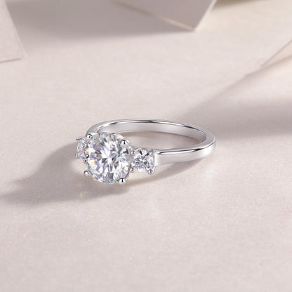 Large Moissanite Inspired Silver Fashion Ring