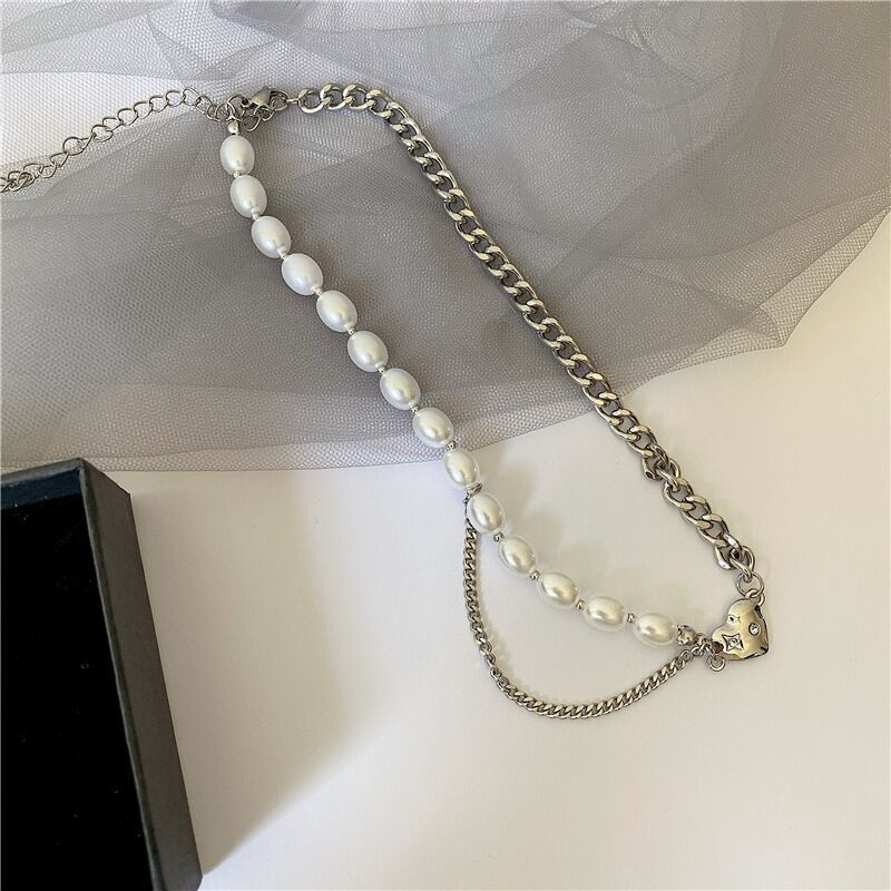 Pearl Heart Charm Necklace