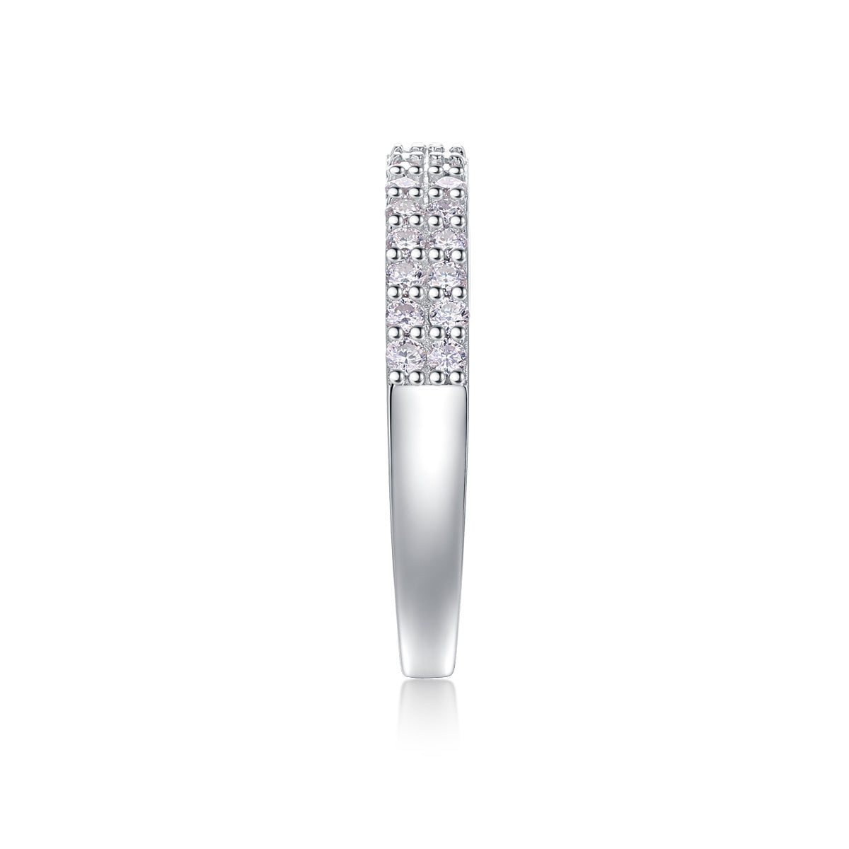 Double Row Moissanite Silver Ring