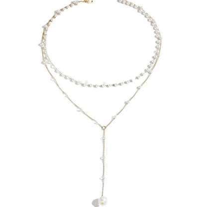 Twin Pearl Elegance Double Layer Necklace