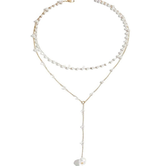 Twin Pearl Elegance Double Layer Necklace