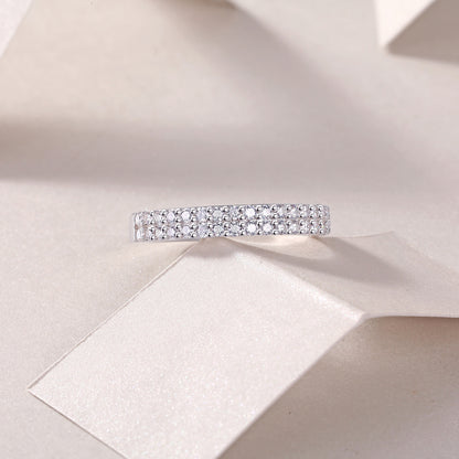 Double Row Moissanite Silver Ring