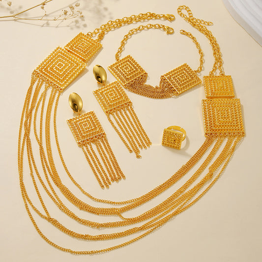 Fashion Ladies 18K Gold Plated Tassel Jewelry Set