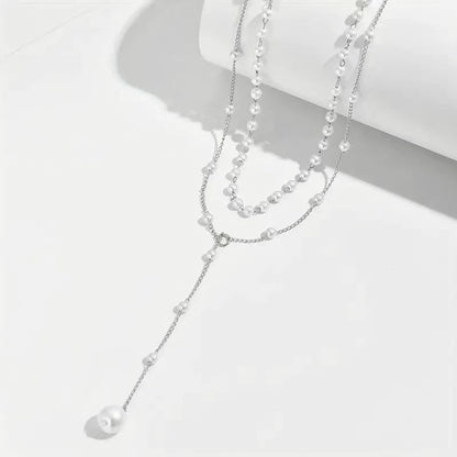 Twin Pearl Elegance Double Layer Necklace