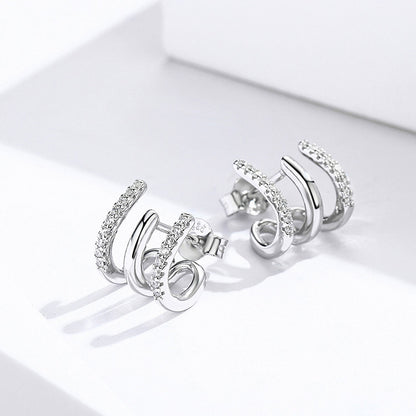 Three Layer 925 Heart Earrings