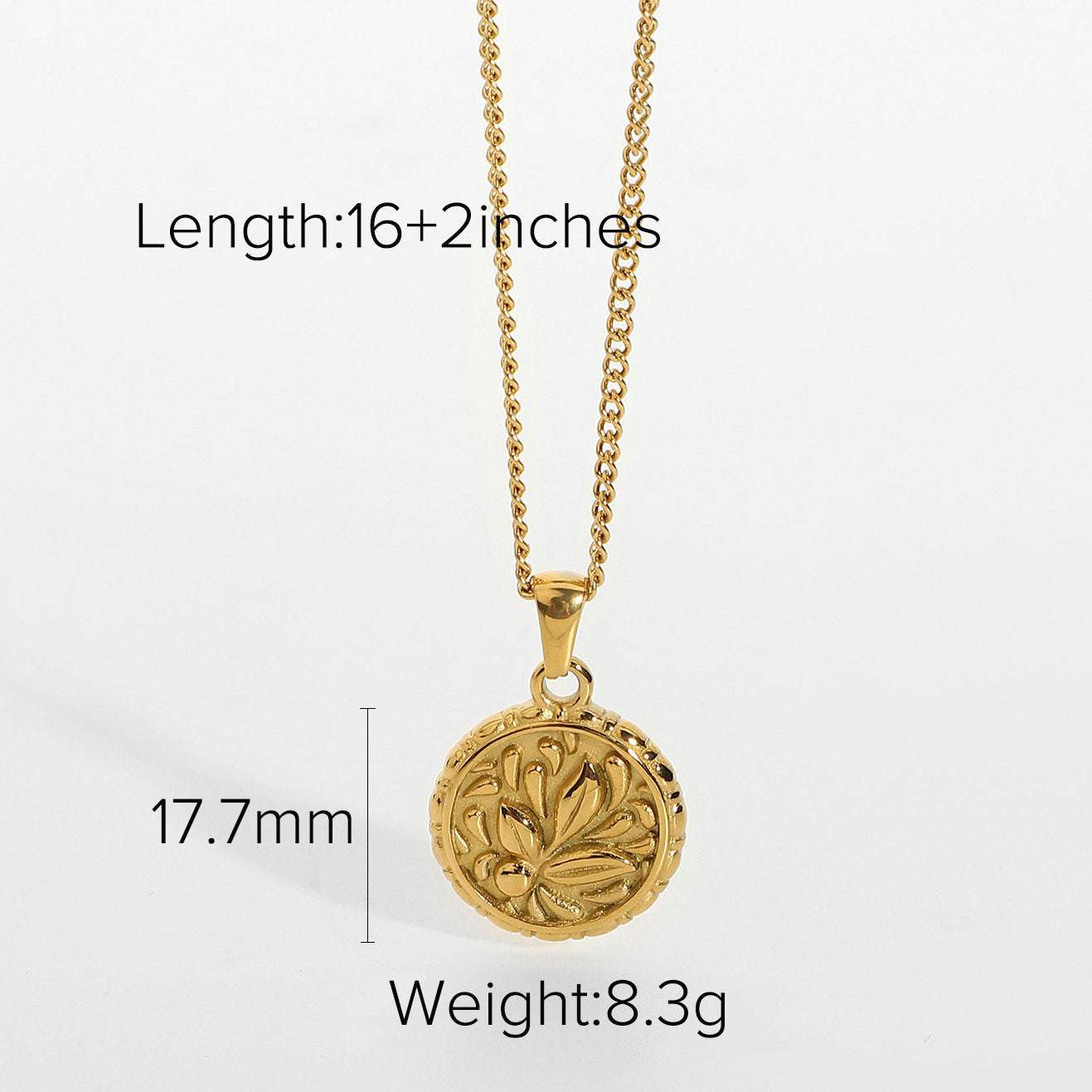 Gold Embossed Medallion Necklace 