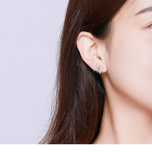 Three Layer 925 Heart Earrings