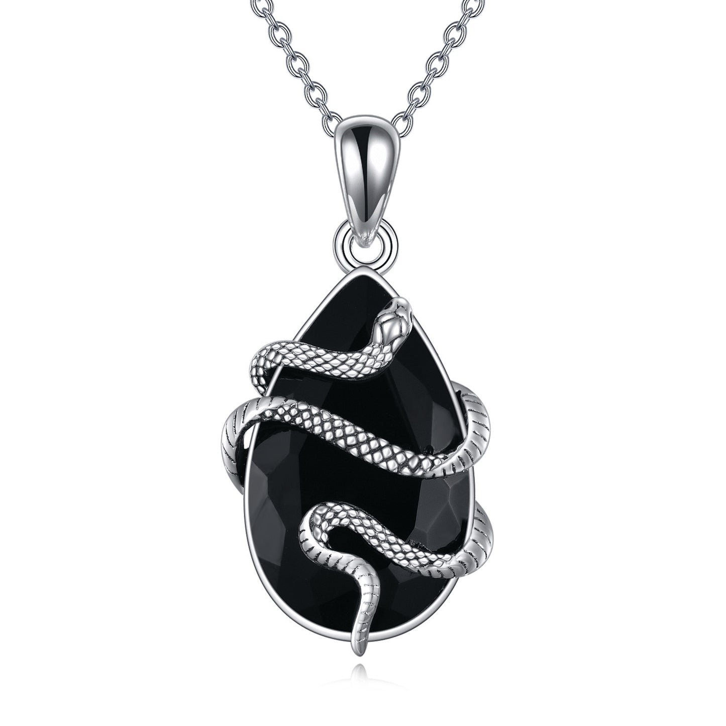 MYH Black Obsidian Tourmaline Snake Necklace S925 sterling silver protection jewelry