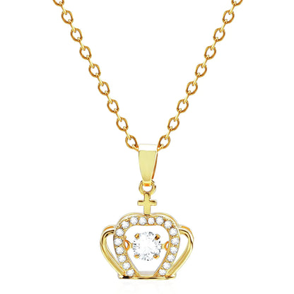 Crown Pendant Necklace – 18K Gold Plated Dainty Chain for Women