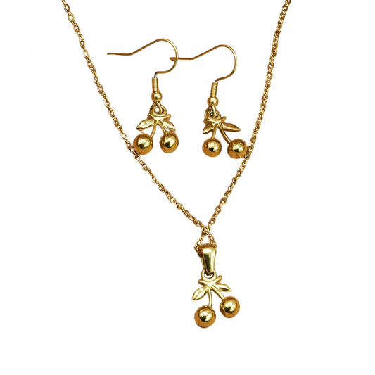 Lxalry Cherry Mirror Jewelry Set