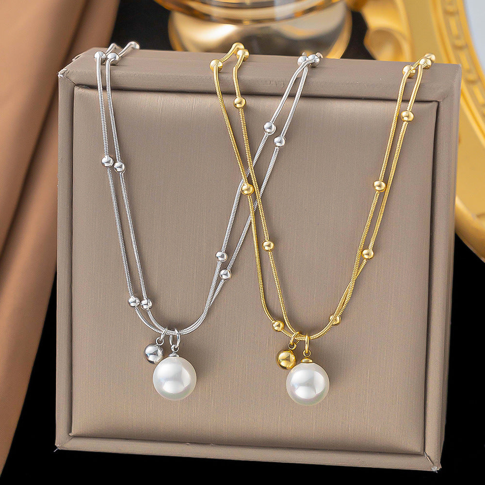 Double Chain Pearl Necklace